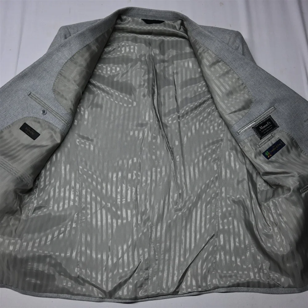 Baroni 46R Gray Heather Birdseye Silk Wool Mens Blazer Suit Jacket Sport‎ Coat